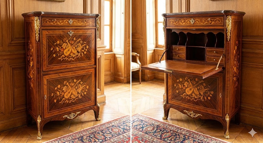 Secrétaire à abattant en marqueterie