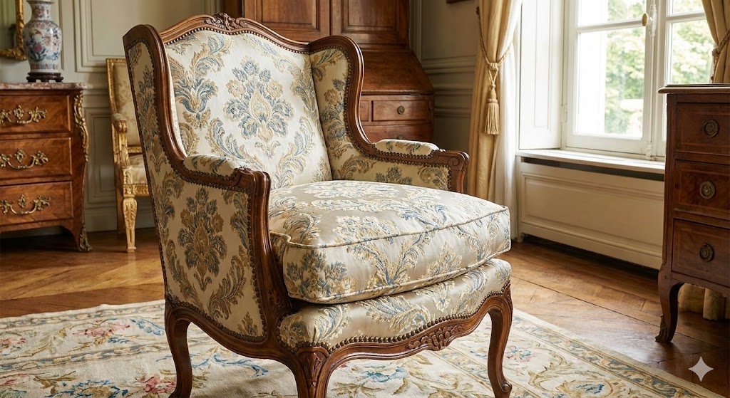 Reupholstered Bergère chair