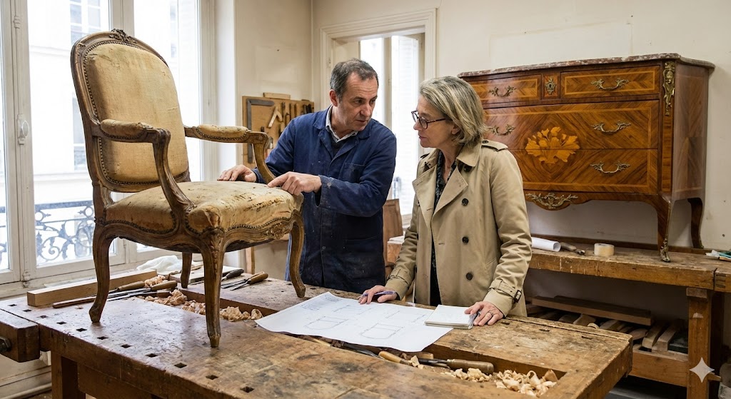 Consultation with a client on a restoration project